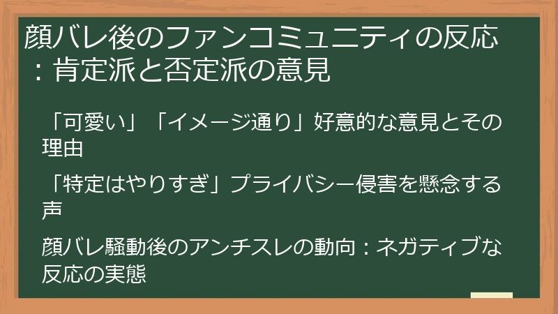 顔バレ後のファンコミュニティの反応：肯定派と否定派の意見